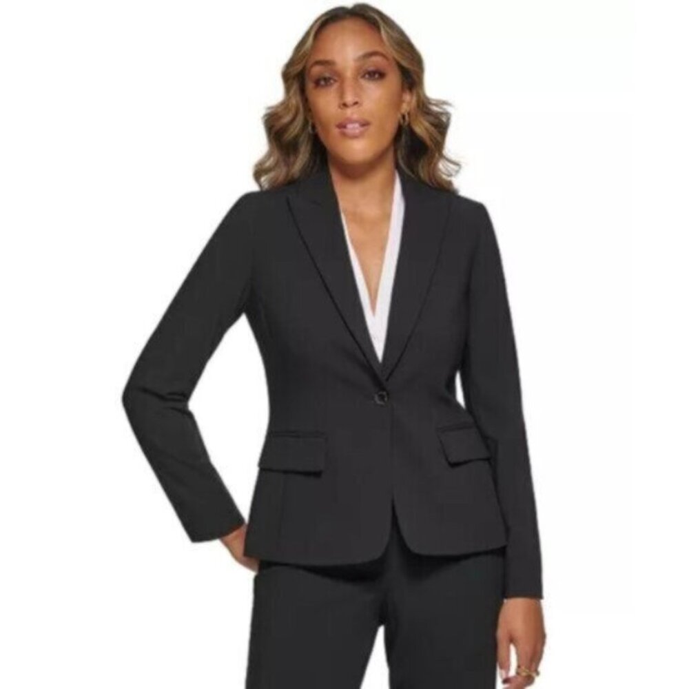 Calvin Klein Prestige Black Single Breasted One Button Blazer
